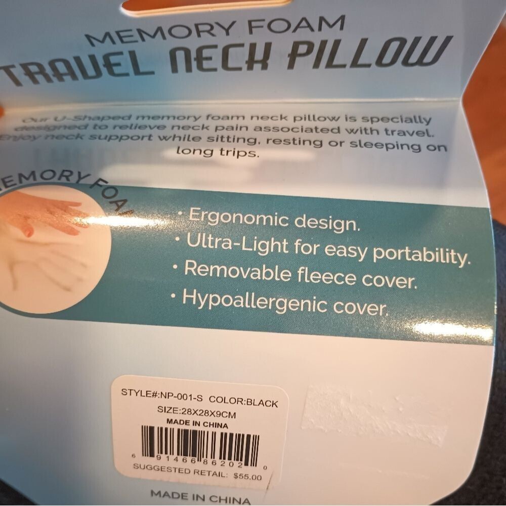 Premium Hypoallergenic Memory Foam Travel Neck Pillows NWT - Picture 2 of 3
